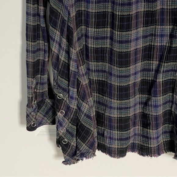 Free People Juniper Ridge Snap Side Plaid Button Down Top 35204 - Picture 11 of 16